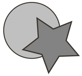 An example showing an object of a star overlapping a circle