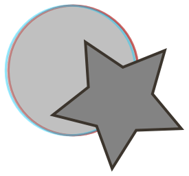 The final example that shows an object of a star overlapping a circle, which looks 3D when viewed with filter glasses.